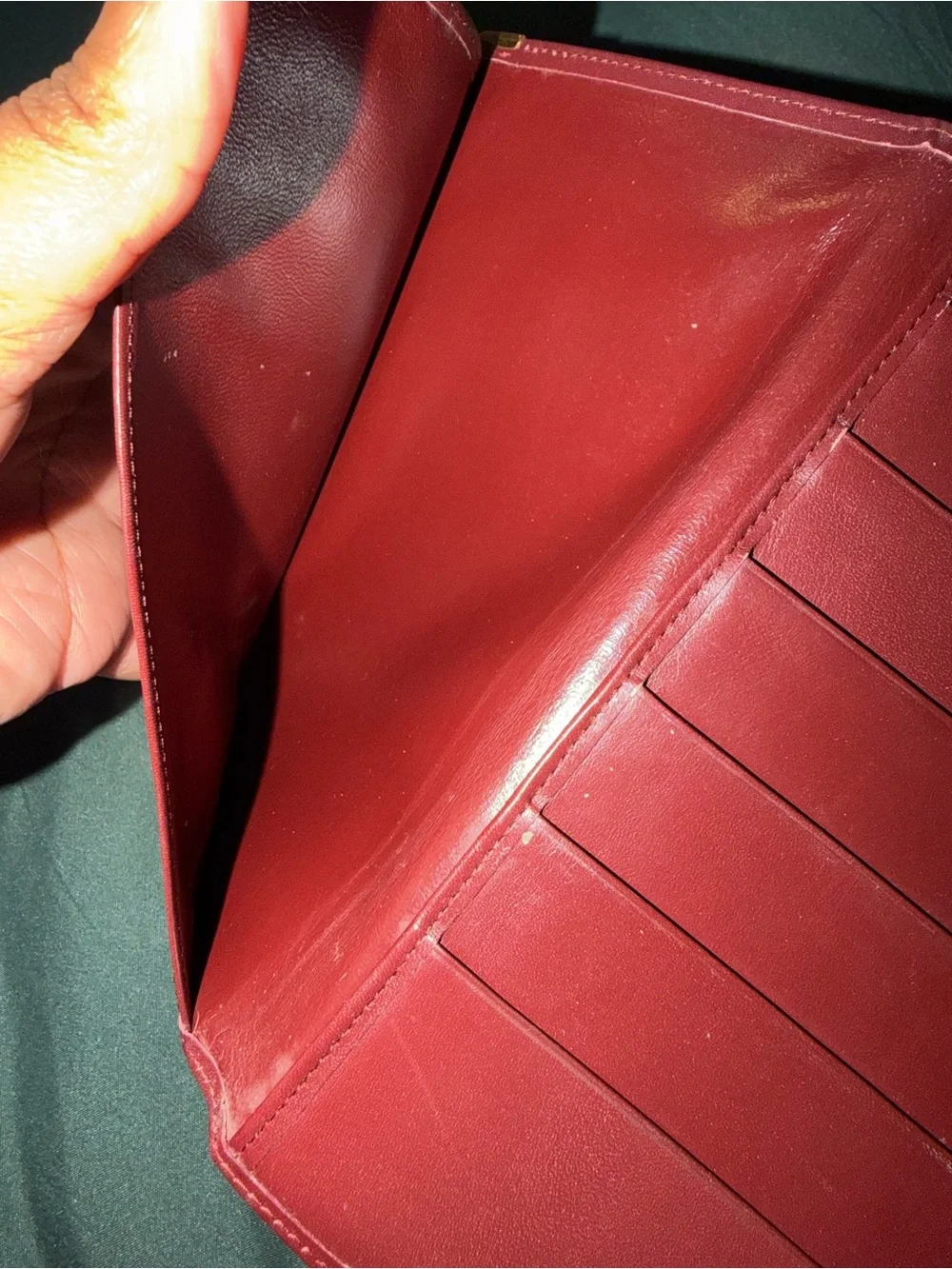 Cartier Burgundy Leather Wallet with Gold hardware Corners